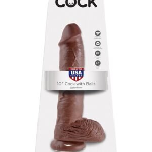 King Cock - Dildo z przyssawką i jądrami 25 cm brązowe, duży rozmiar