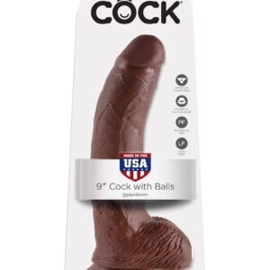 King Cock - Dildo z przyssawką i jądrami 23 cm brązowe, duży rozmiar
