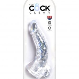 King Cock Clear - Dildo z przyssawką i jądrami 19cm przezroczyste