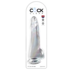 King Cock Clear - Dildo z przyssawką i jądrami 25,4cm przezroczyste