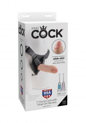 King Cock - Uprząż z dildem ruchomy napletek 18cm cieliste