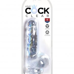 King Cock Clear - Dildo z przyssawką i jądrami 15cm przezroczyste
