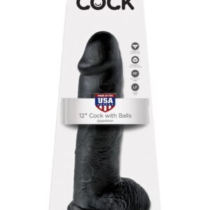 King Cock - Dildo z przyssawką i jądrami 31 cm czarne, bardzo duży rozmiar