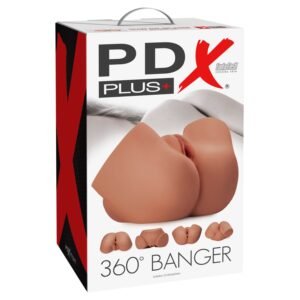 PDX Plus - Duży masturbator realistyczny dwustronny 360 Banger brązowy
