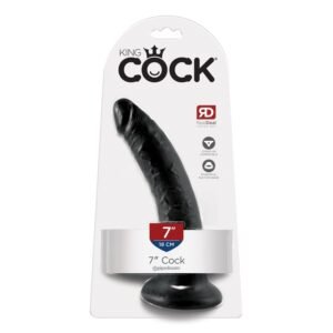 King Cock - Dildo z przyssawką realistyczne 18 cm czarne
