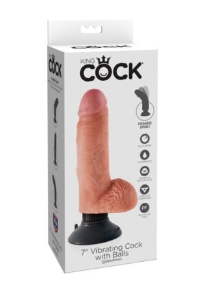 King Cock - Wibrator z przyssawką i jądrami 18 cm cielisty