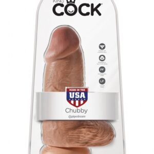 King Cock - Dildo grube z przyssawką Chubby 23cm brązowe, bardzo grube, średnica 7,6cm