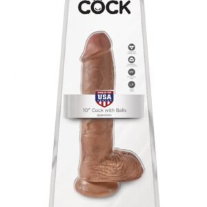 King Cock - Dildo z przyssawką i jądrami 25 cm brązowe, duży rozmiar