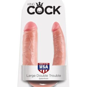 King Cock - Dildo podwójne, dwustronne Double Trouble 18cm cieliste