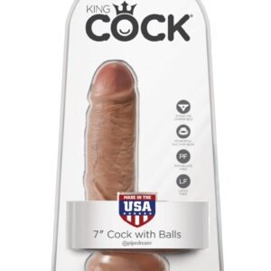 King Cock - Dildo z przyssawką i jądrami 18 cm brązowe, grube 5cm średnica