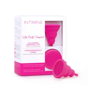 Kubeczek menstruacyjny Intimina Lily Cup Compact, silikonowy, składany z etui, rozmiar B, pojemność 23ml