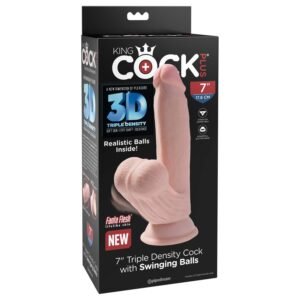 King Cock Plus - Dildo trójwarstwowe z ruchomymi dyndającymi jądrami 17,8cm